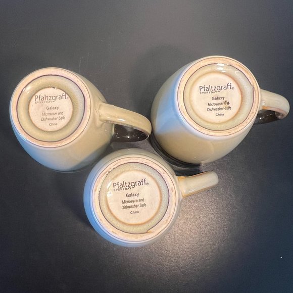 Set of 3 PFALTZGRAFF Galaxy Blue Handcrafted Stoneware Mugs with Reactive Glaze - Picture 7 of 8